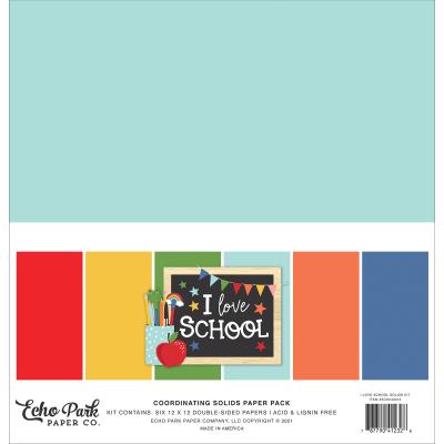 Echo Park I Love School Cardstock - Solids Kit